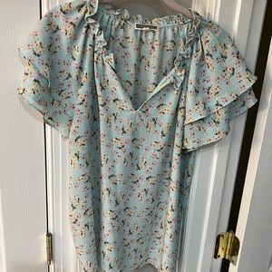 Pleione flutter sleeve ruffle neck too. Size M